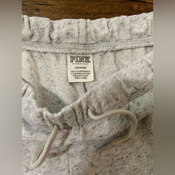 PINK VS GRAY BLING HOODIE / MATCHING SHORTS OUTFIT SET L - Picture 14 of 14